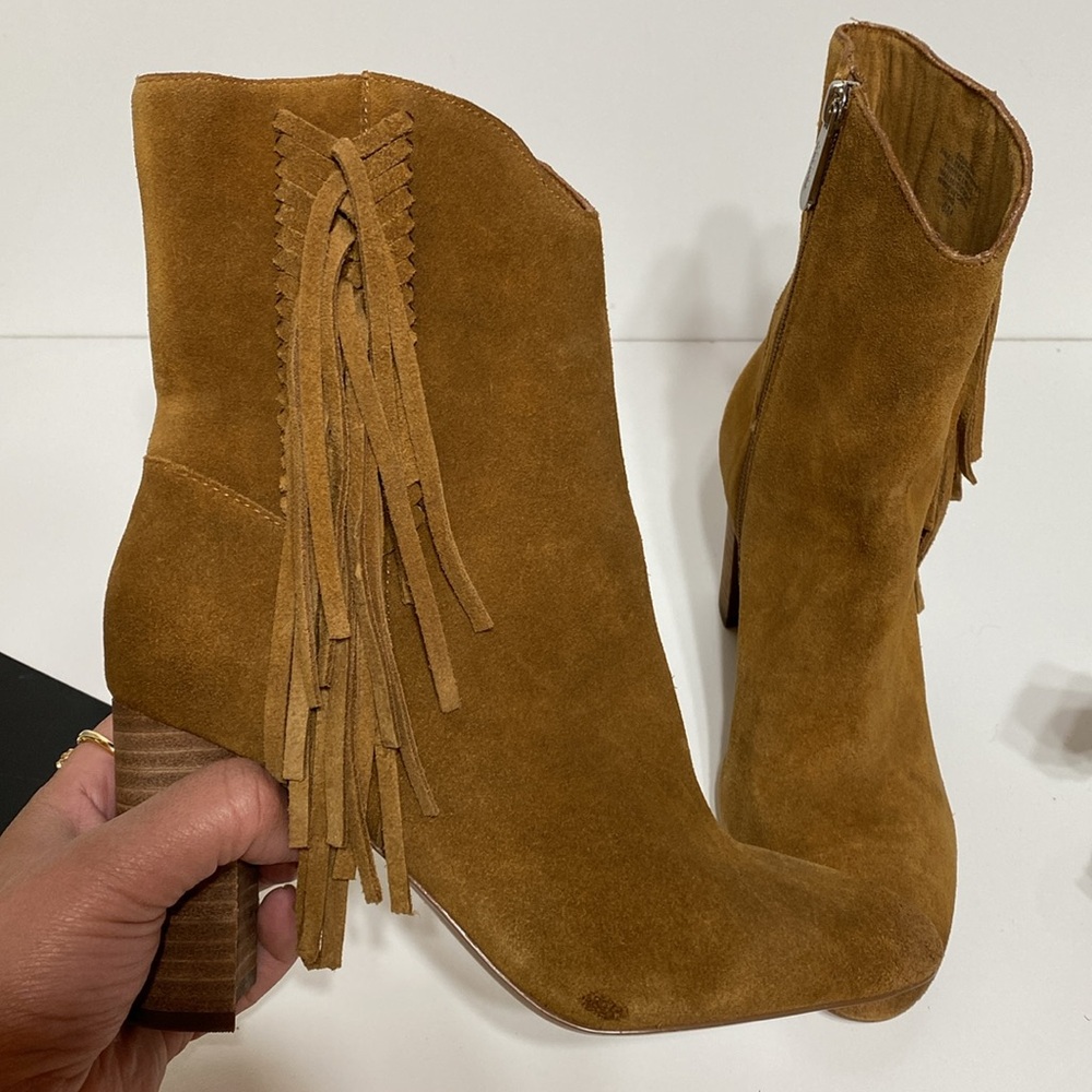 Charles by Charles David Boulder Suede Leather Fringe Boots - Picture 10 of 16